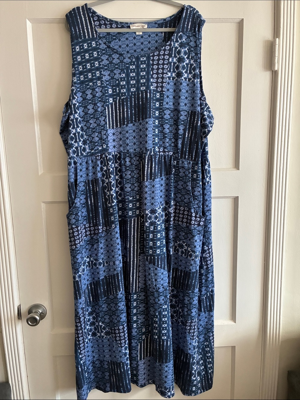 100% Cotton Blue Print Tank Dress